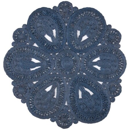 Safavieh 4 x 4 ft. Natural Fiber Contemporary Round Hand Woven Area RugNavy NF360N-4R